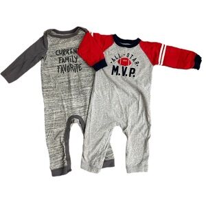 12m Baby Boy Raglan Rompers Lot Cat & Jack Carter’s MVP Family Favorite 12 Month